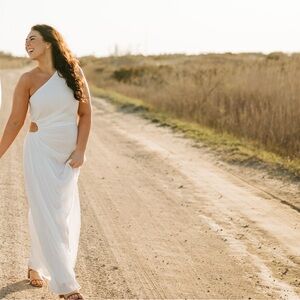 White one shoulder maxi dress
